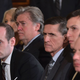 White House senior policy adviser Stephen Miller; presidential counselor Kellyanne Conway; chief strategist Stephen Bannon; now-former national security adviser Michael Flynn; senior White House adviser Jared Kushner; and White House chief of staff Reince Priebus (Mandel Ngan/AFP/Getty Images)
